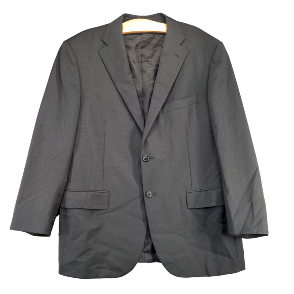Corneliani Men's Single Breasted Blazer Suit Jacket Black 54 7R Virgin Wool